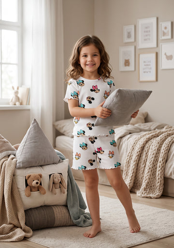 Girls’ Cute Character Print Derby Shorts Set