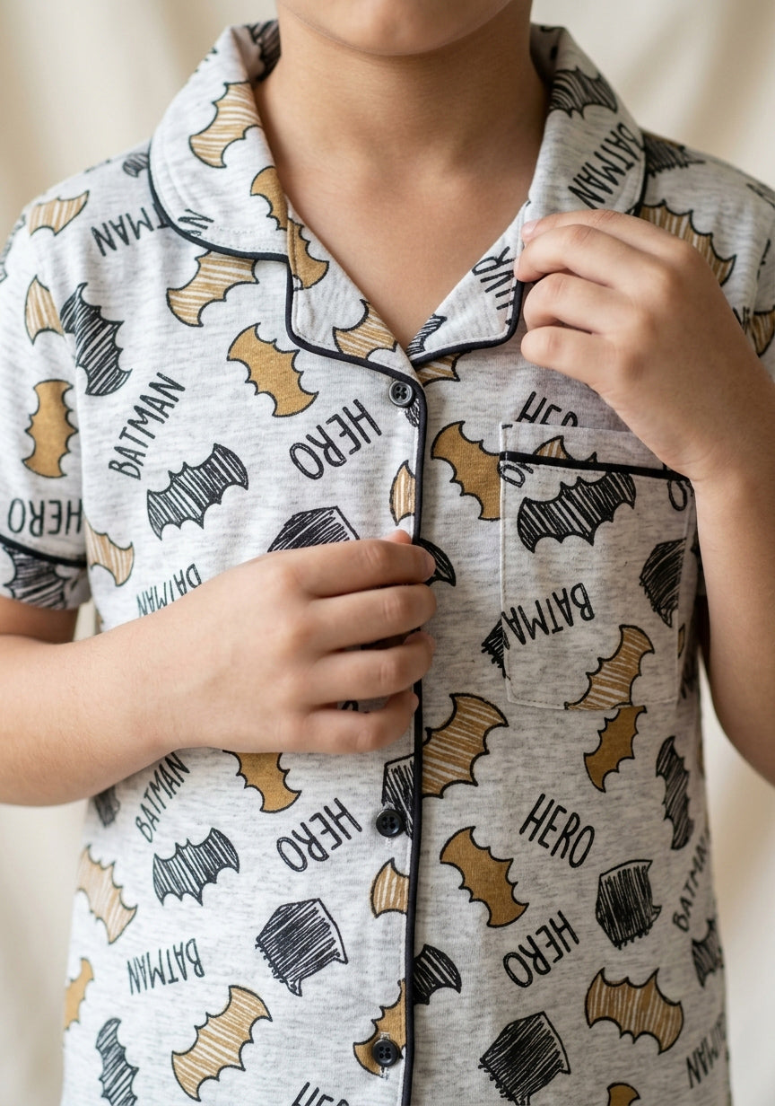 Batman Grey Kids Cotton Pajama Set