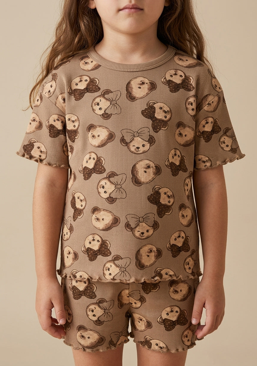 Girls’ Teddy Bear Bow Derby Shorts Set