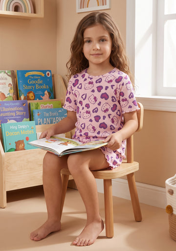 Girls’ Kitty & Hearts Derby Shorts Set