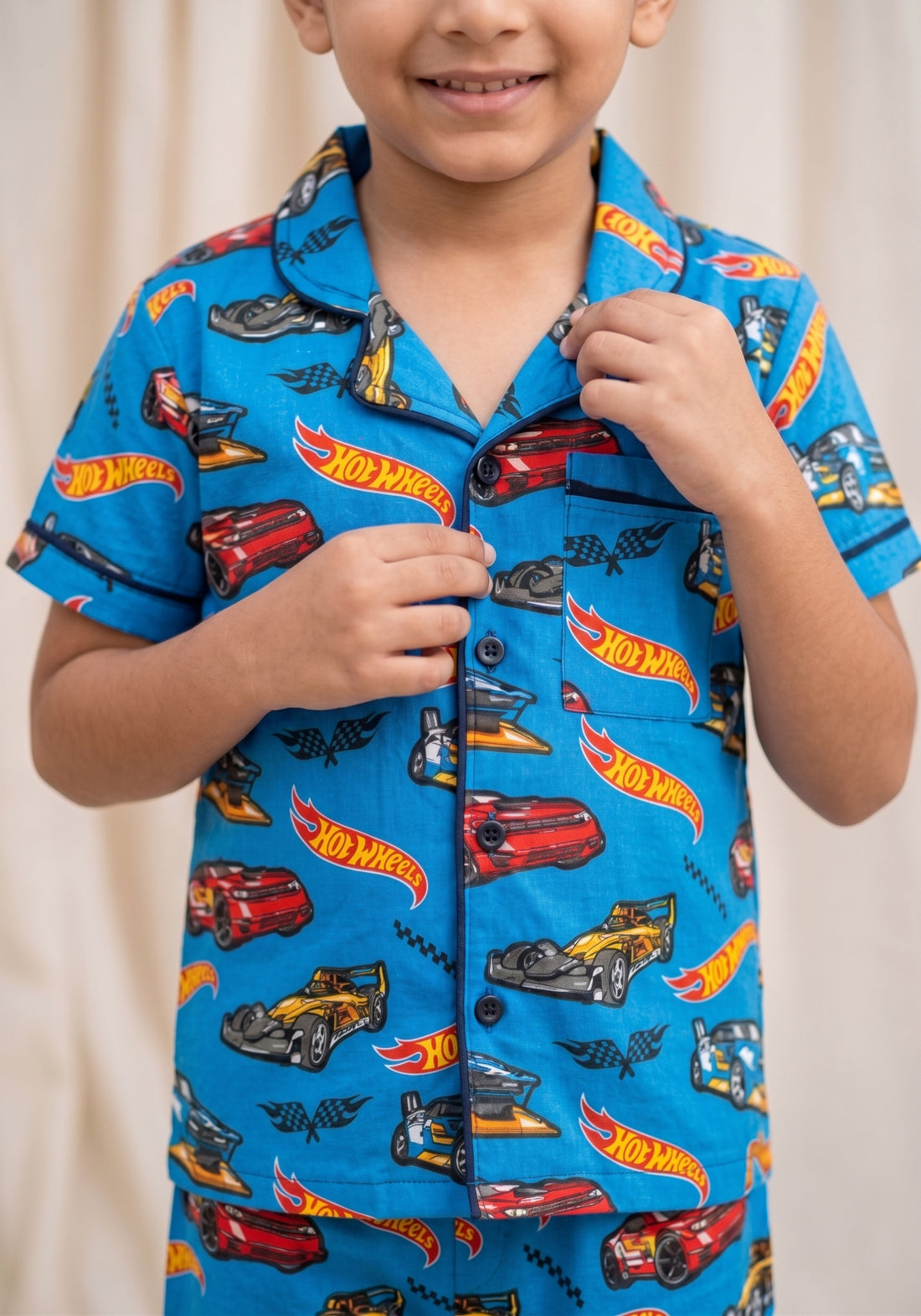 Hotwheels Car Printed Kids Cotton Pajama Set