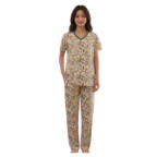 Ladies V-neck Semi-long Pj Set Half Sleeve - Image 2