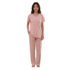 Ladies V-neck Semi-long Pj Set Half Sleeve - Image 3