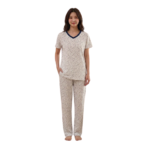 Ladies V-neck Semi-long Pj Set Half Sleeve - Image 4