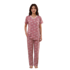 Ladies V-neck Semi-long Pj Set Half Sleeve - Image 6